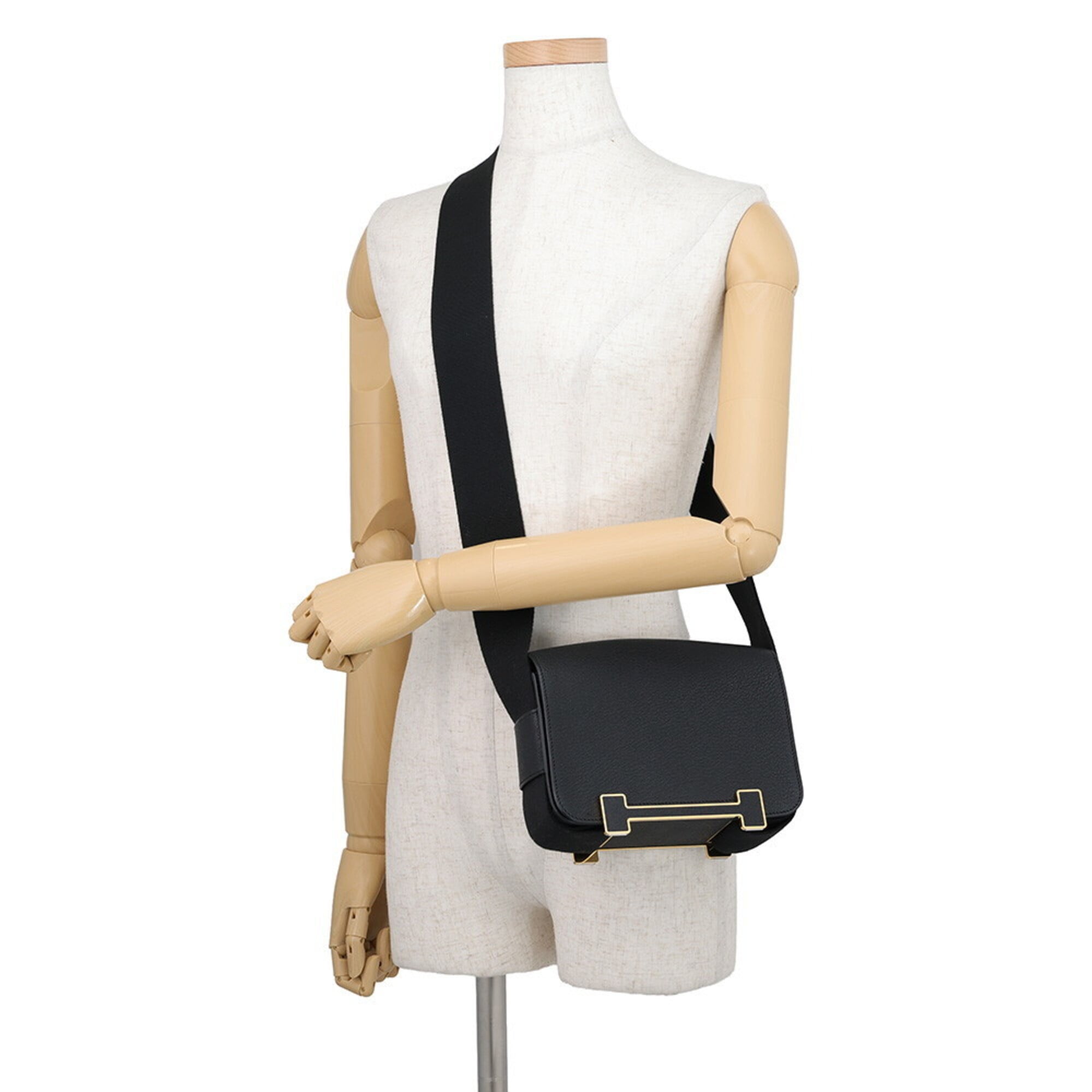 Hermes Shoulder Bag Geta Black Chevre Mysore B Stamp HERMES Handbag — Like New