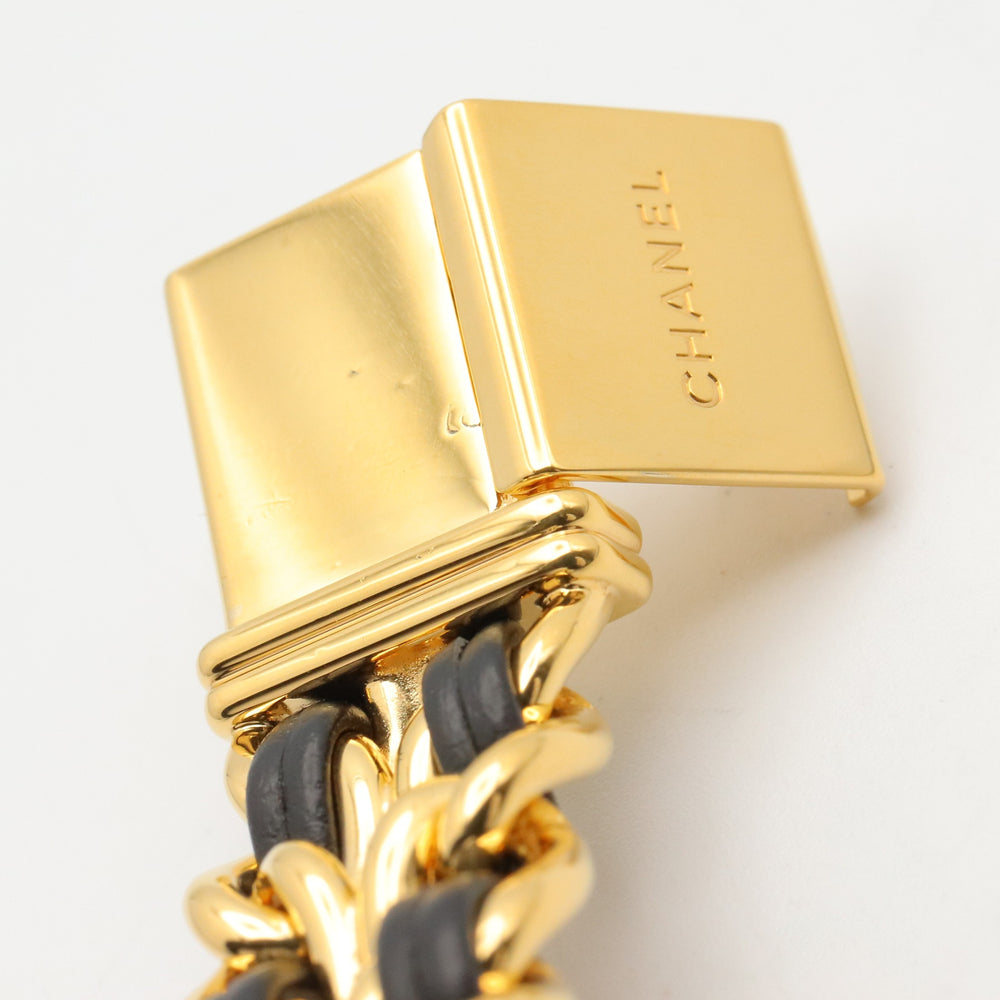 Chanel CHANEL Première S Watch, Gold Plated (GP), Leather Strap, Women's, Black, H0001 — Very Good