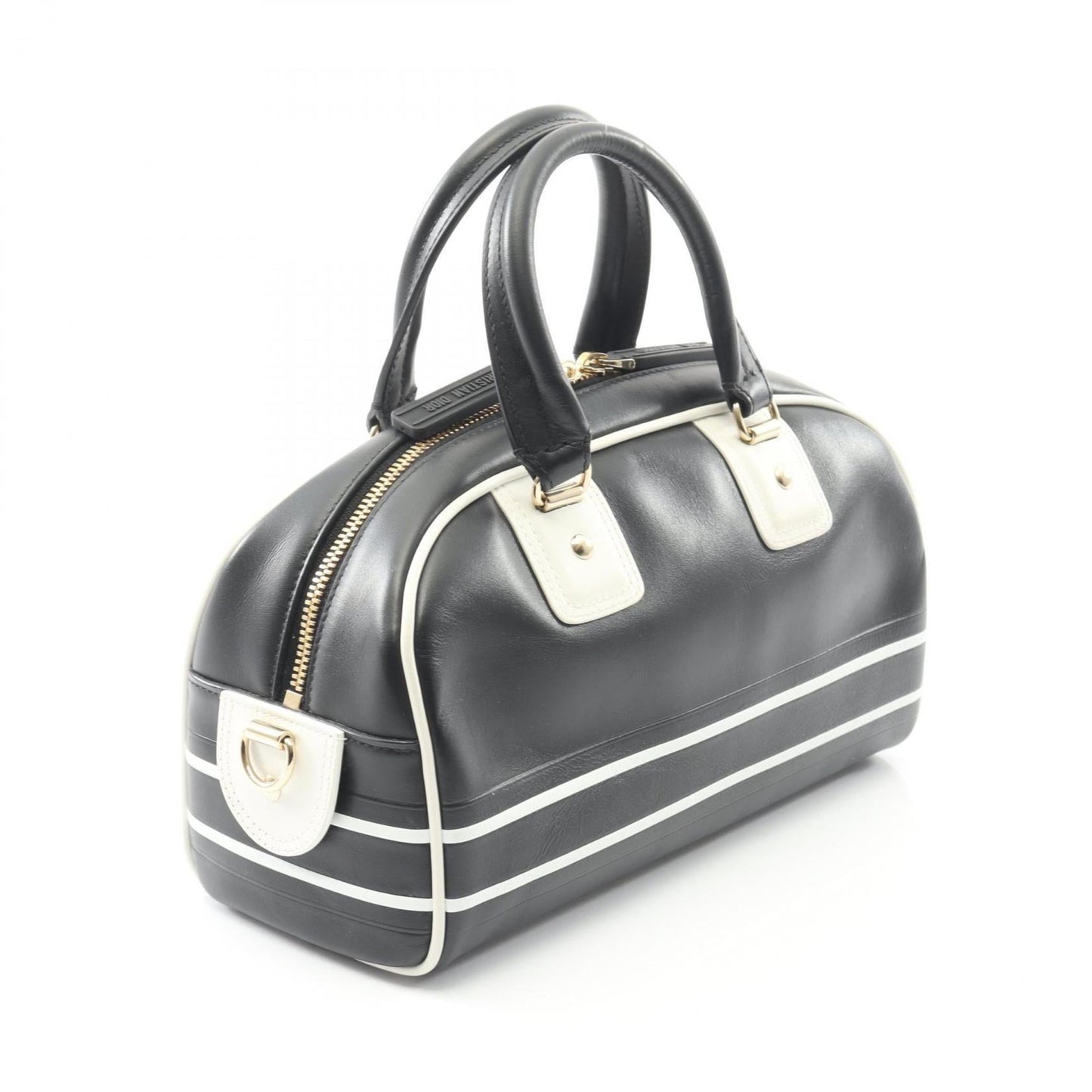 Christian Dior Dior VIBE Small Bowling Bag, Leather, Women's, Black and White, M6209OOBR