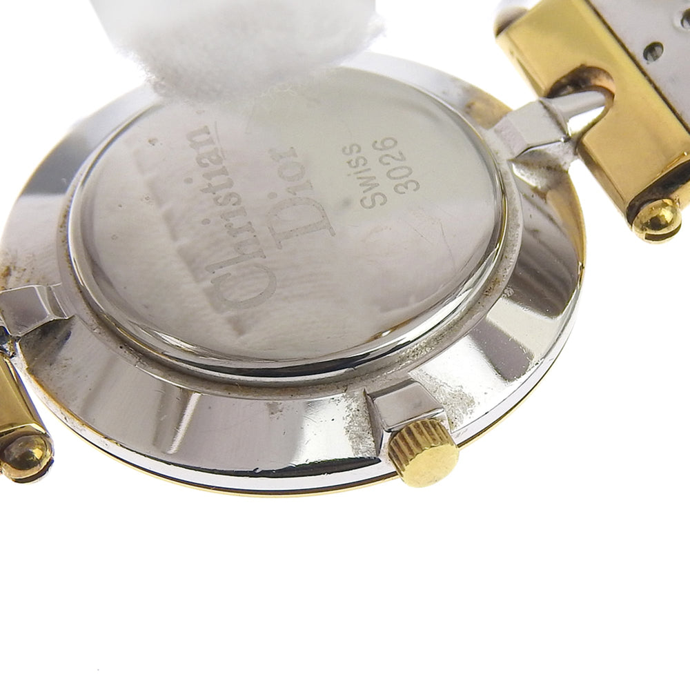 Christian Dior Watch 3026, Stainless Steel with Gold Plated Silver Quartz Movement, Analog Display, Black Dial, Women's — Good