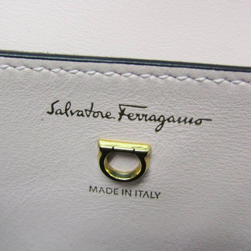Salvatore Ferragamo Gancini AU-21 H986 Women's Leather,PVC Shoulder Bag Beige — Like New