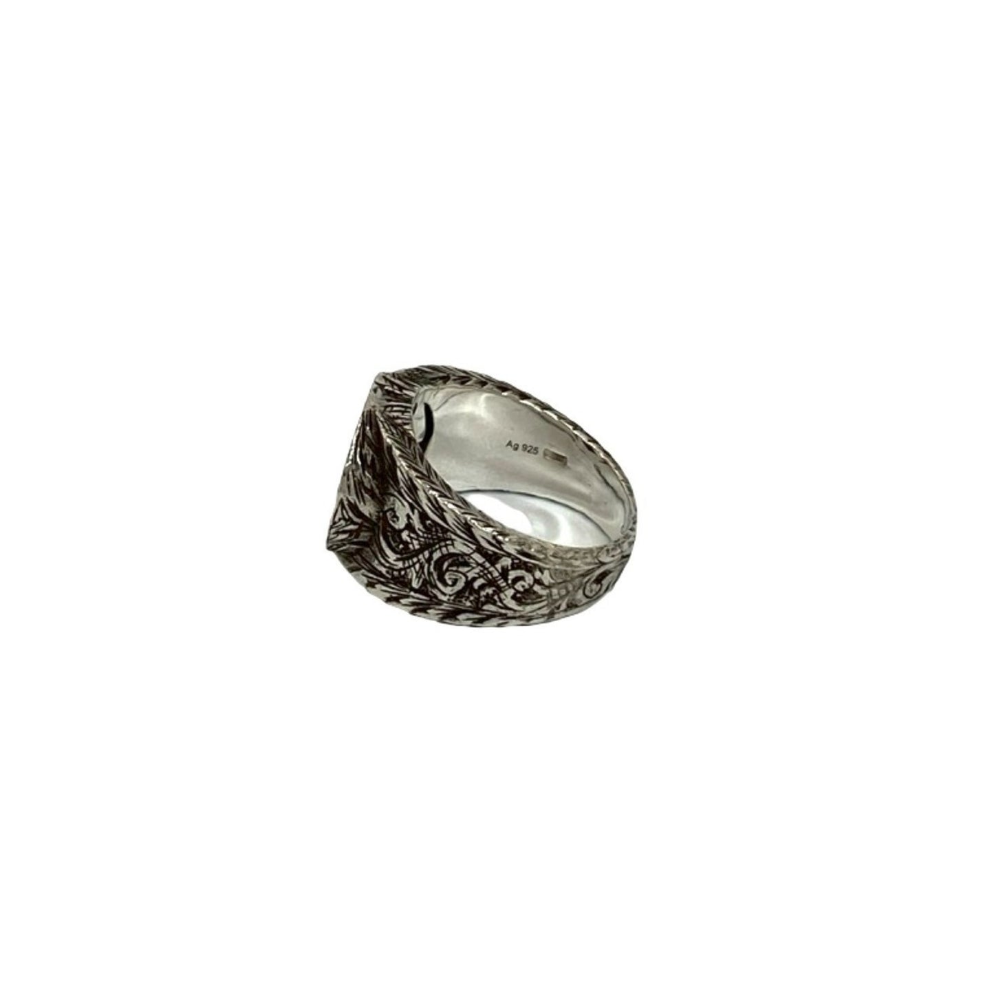 GUCCI Interlocking King G Arabesque Ring in Sterling Silver, 408-3