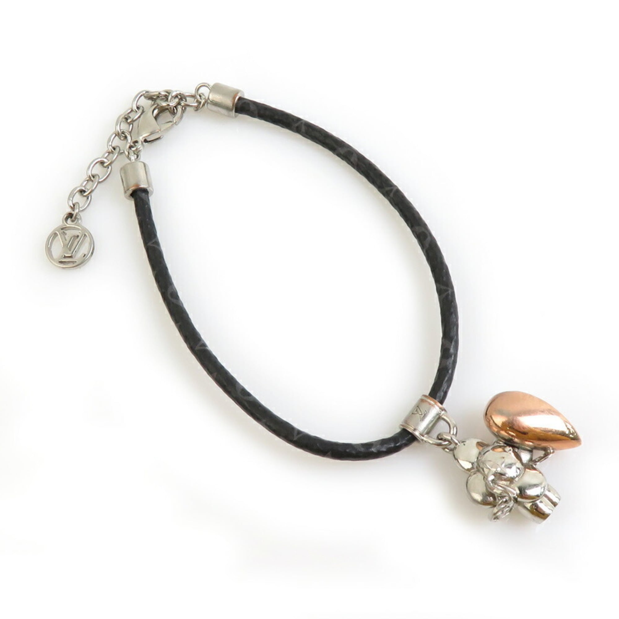 Louis Vuitton Vivienne Amour Bracelet in Monogram Canvas/Metal, Black, Silver, and Gold, Unisex, h31743a