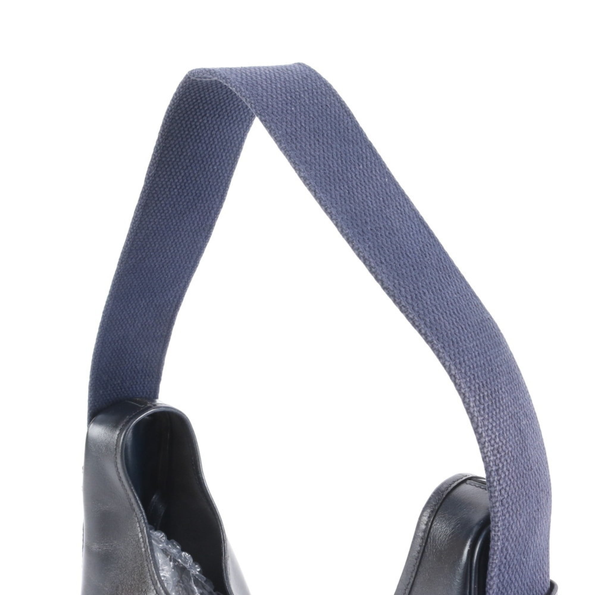 Hermes Hermès 〇I engraved Saco leather one-shoulder bag handbag navy women's