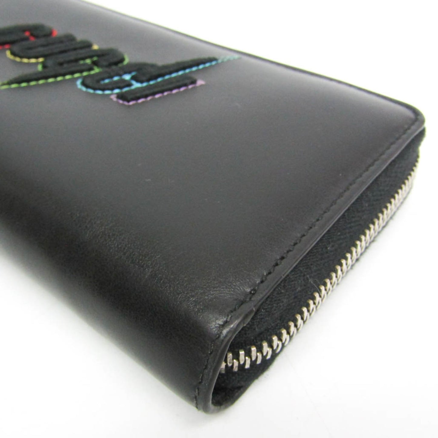 Gucci Blade Embroidery 597677 Men,Women Leather Long Wallet (bi-fold) Black