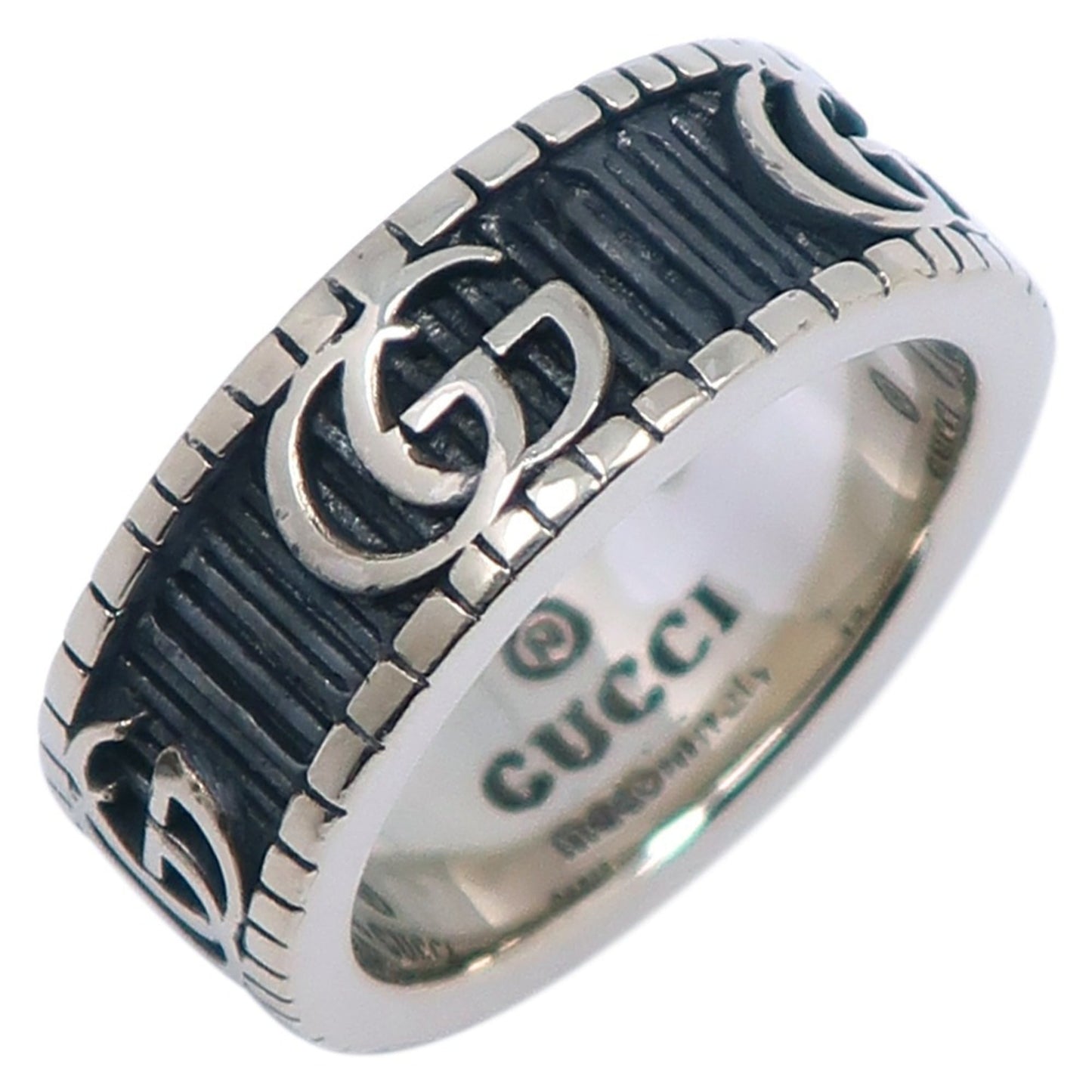 Gucci Double G Ring, Size 11.5, Sterling Silver, Approx. 6.2g, Women's