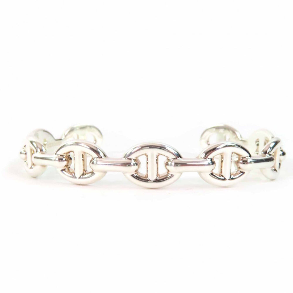 HERMES Chaine d'Ancre Enchainée Bangle Bracelet, AG925 Silver, Made in Italy, 2024 Model, Women's — Like New