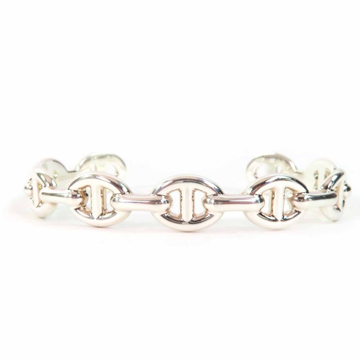 HERMES Chaine d'Ancre Enchainée Bangle Bracelet, AG925 Silver, Made in Italy, 2024 Model, Women's — Like New