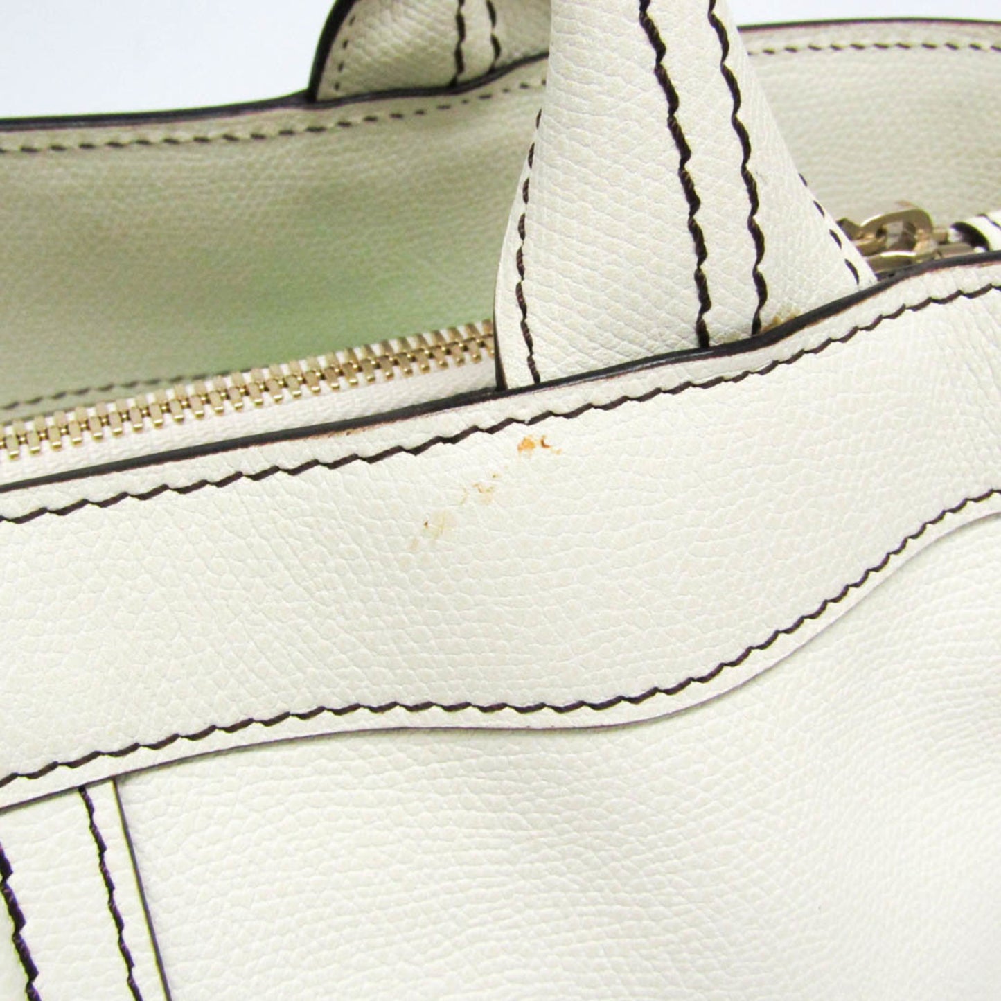 Valextra V5U41 J Bag Women's Leather Handbag Off-white