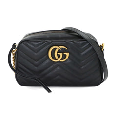 Gucci GG Marmont Chain Shoulder Handbag, Leather, Black, 447632 Bag — New - Store Return
