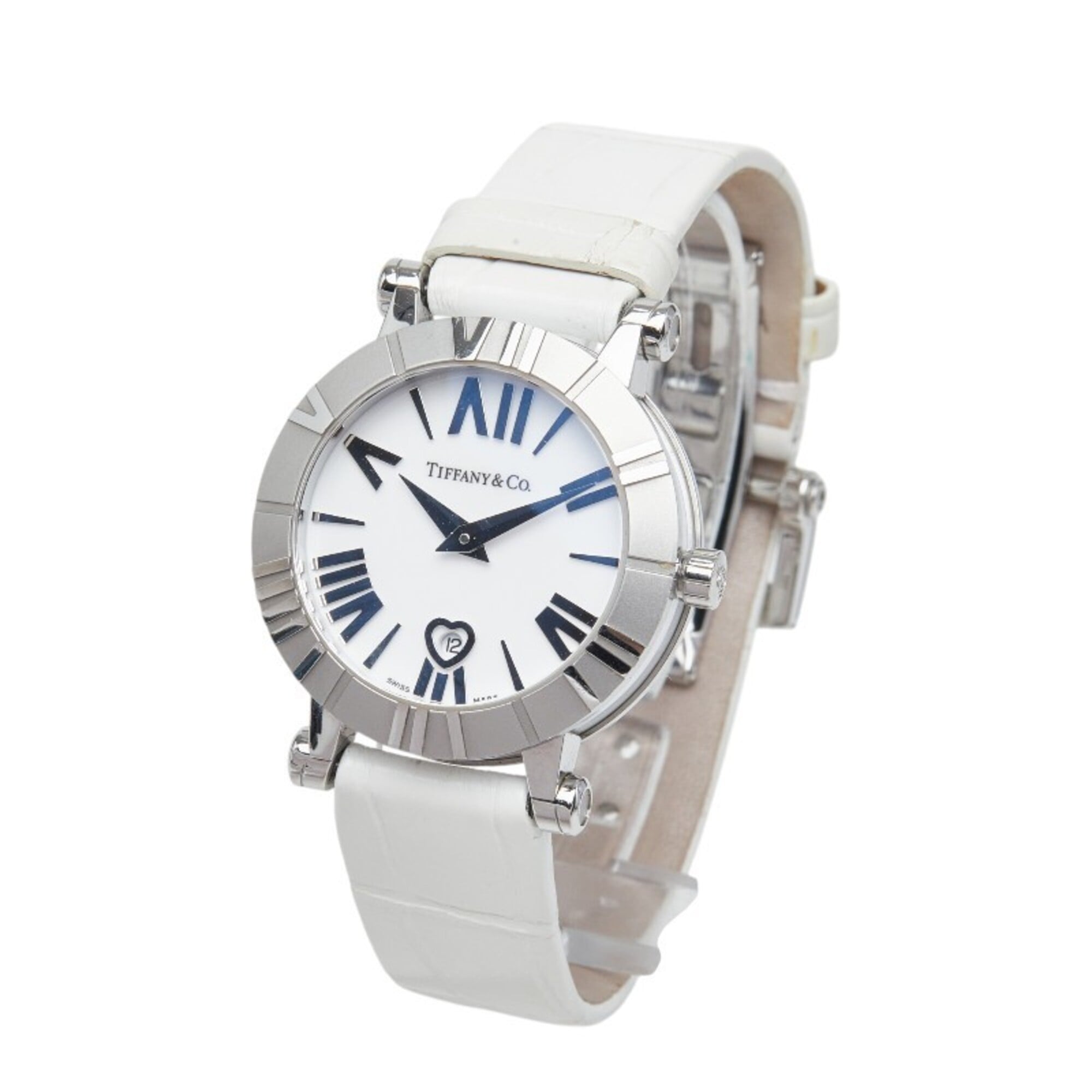Tiffany & Co. Atlas Heart Watch Z1300.11.11A20A71A Quartz White Dial Stainless Steel Leather Strap Ladies' TIFFANY&Co — Good