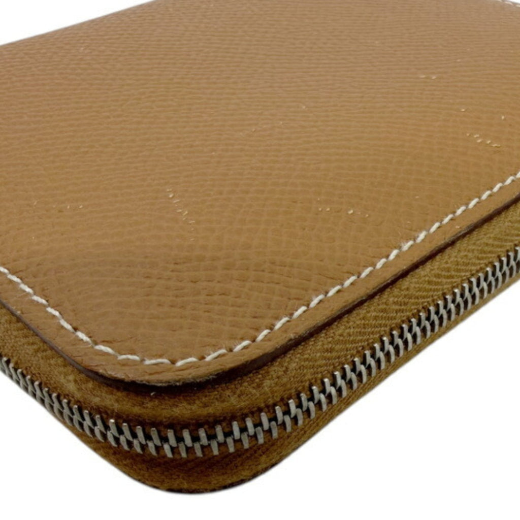 HERMES Azap Compact Silk-in Epson Gold D Stamp 2019 Wallet/Coin Purse Leather Brown Women's/Men's
