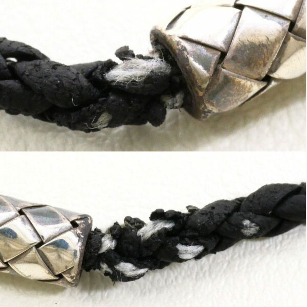 Bottega Veneta Intrecciato Circle Silver Leather Necklace Total weight approx. 16.6g 56cm — Like New
