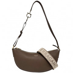 Salvatore Ferragamo Women's Gancini Handbag Shoulder Bag Crossbody 781656 Leather Brown Gold Hardware — Like New