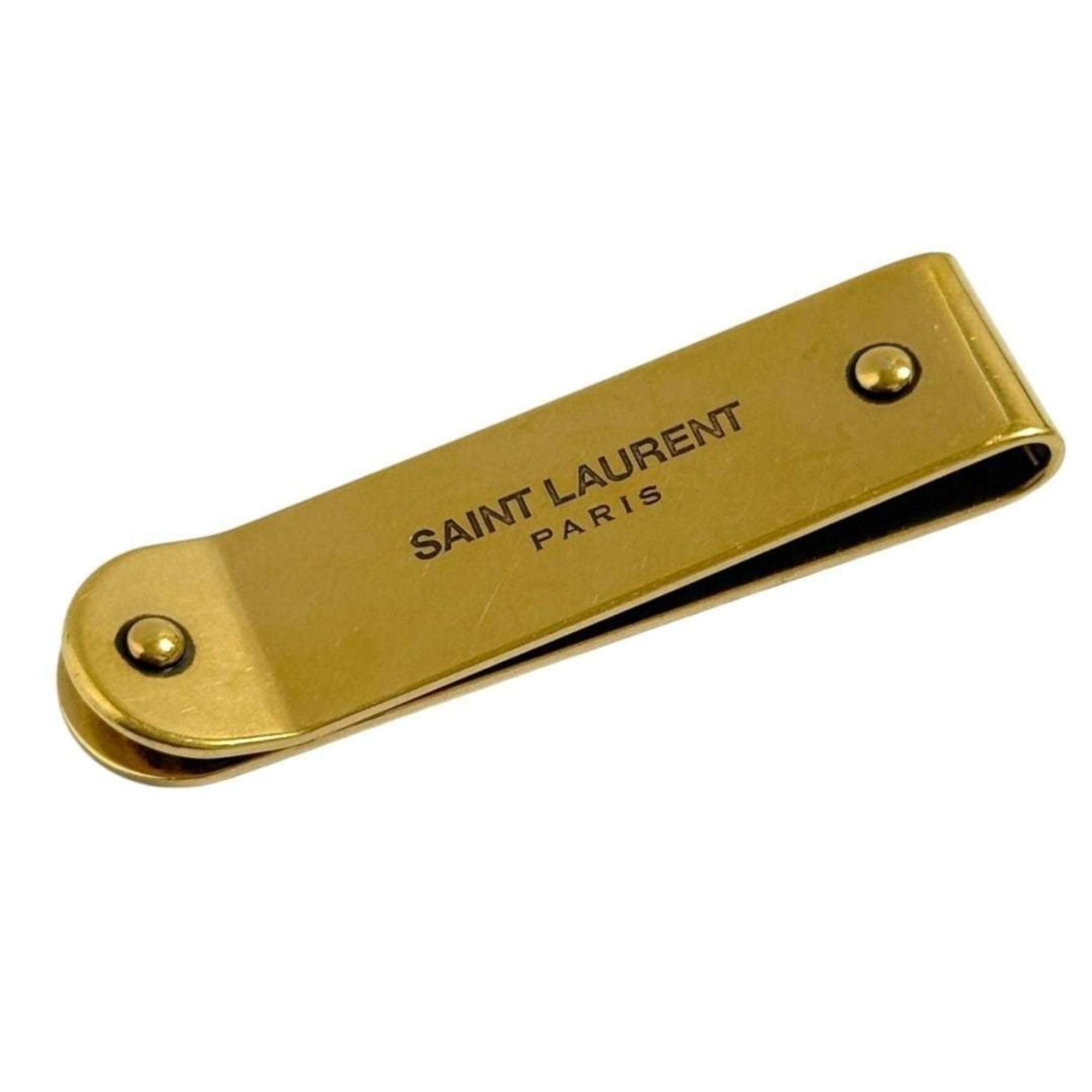 Saint Laurent Paris Men's Money Clip, ID, Bill Gold