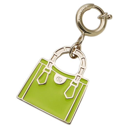 Gucci Bamboo Diana Metal Bag Charm for Women, Green and Champagne Gold, 837064, Gold Mini