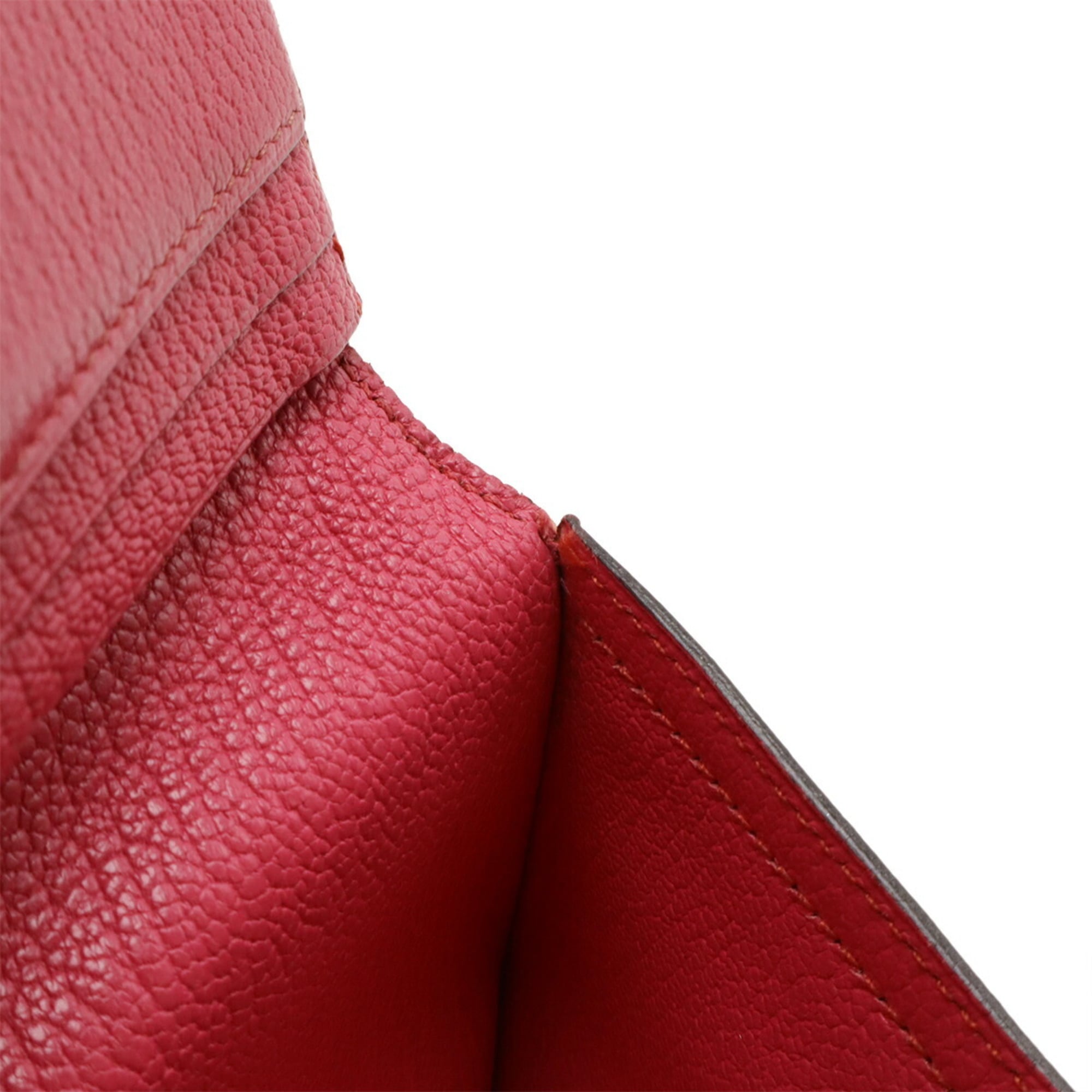 HERMES Bearn Soufflet Bi-fold Long Wallet in Chevre Leather, Fuchsia Pink, K Stamp