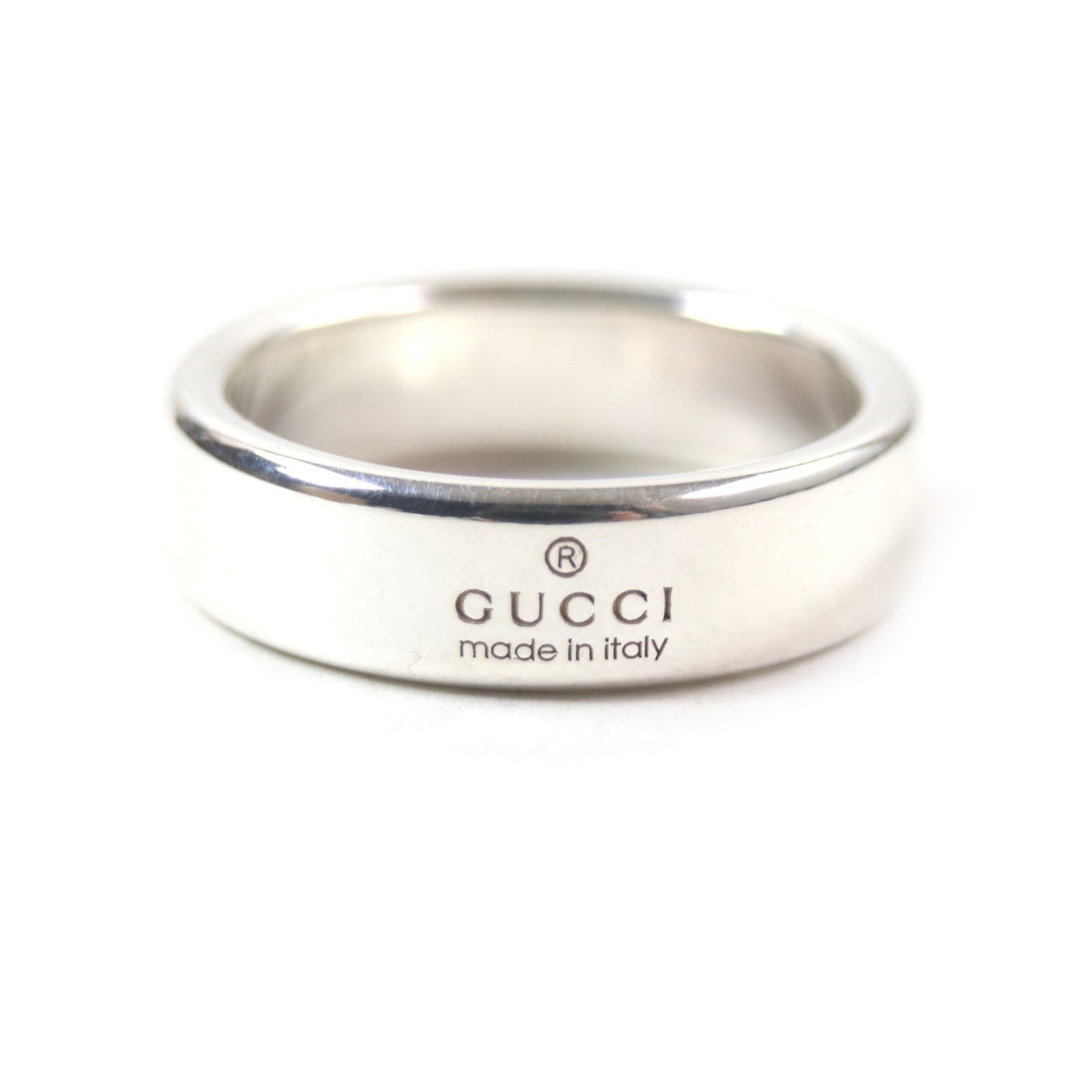 GUCCI Diagonal Interlocking G Ring (774052), current model, AG925 silver, size 17, made in Italy, weight 7.4g, men's