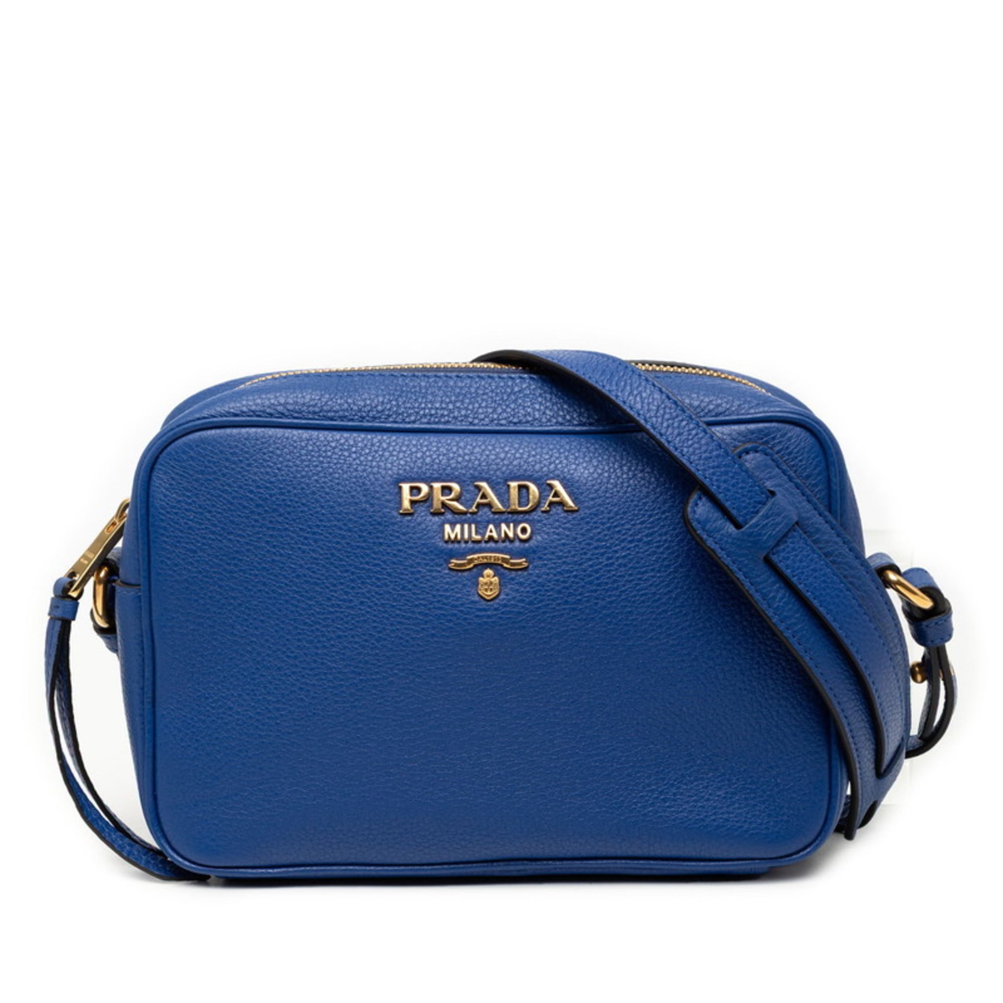 Prada Vitello Phoenix Camera Bag Shoulder Pochette 1BH103 Blue Gold Royal Calfskin Women's PRADA