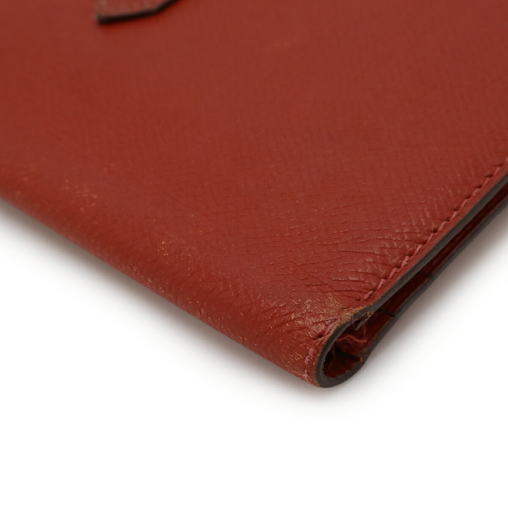HERMES Bearn Classic Bi-fold Long Wallet, Epsom Leather, Vermilion, Orange Red, □I Stamp