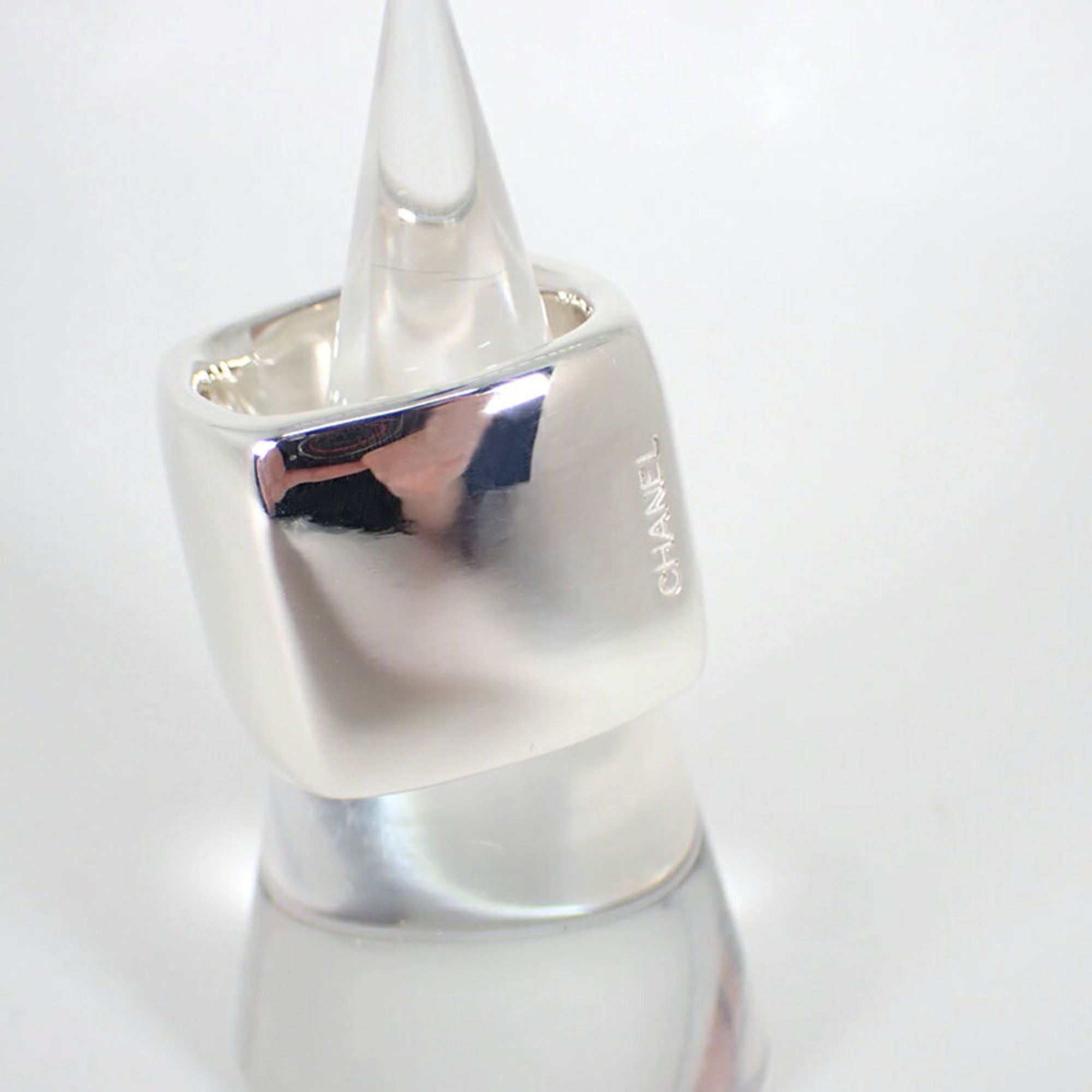 CHANEL 925 Square Wide Ring, Size 15 — Like New