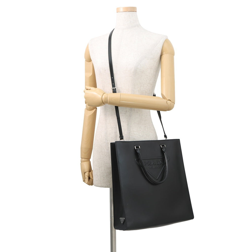 Prada Triangle Tote Bag 1BA332 PRADA 2-way Black