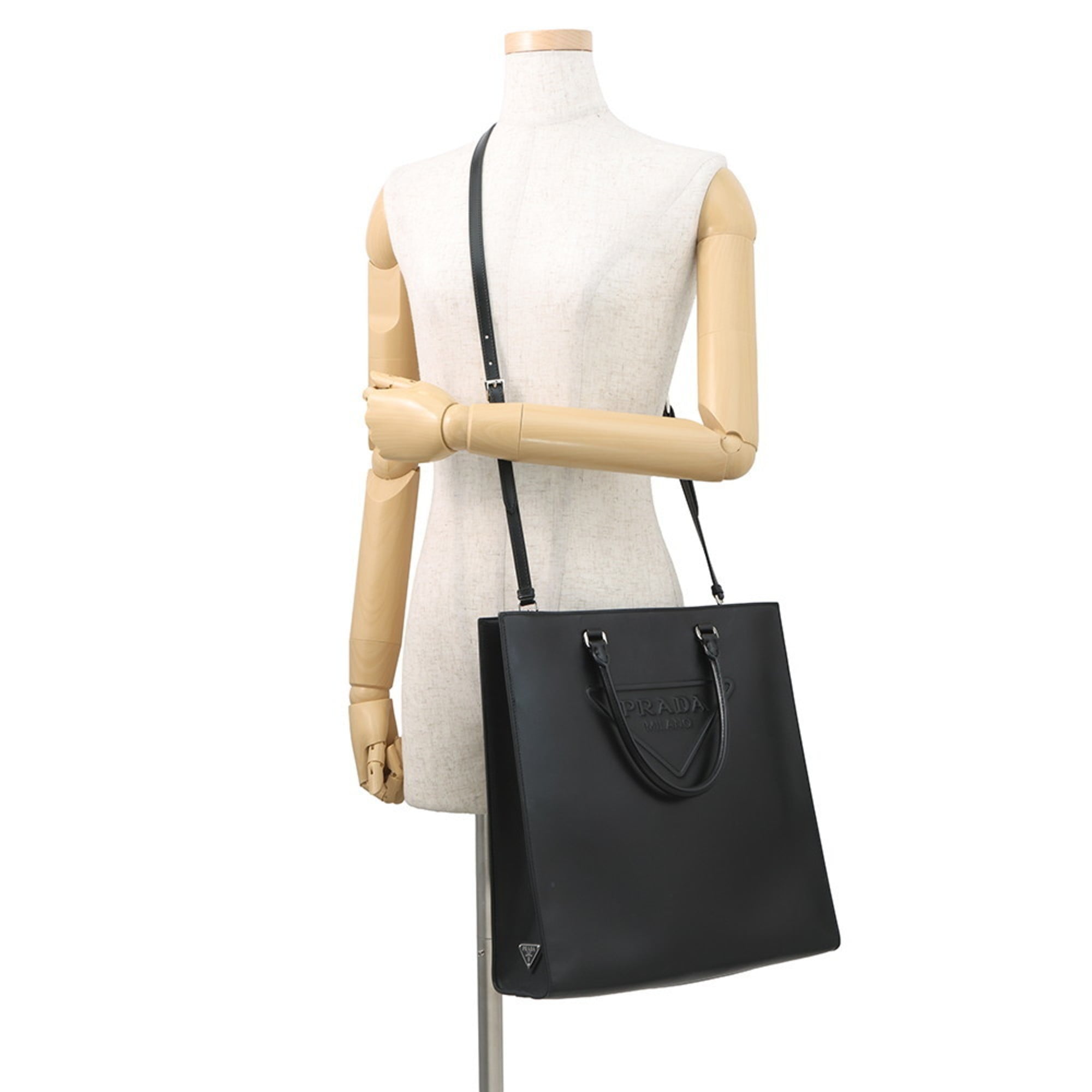 Prada Triangle Tote Bag 1BA332 PRADA 2-way Black