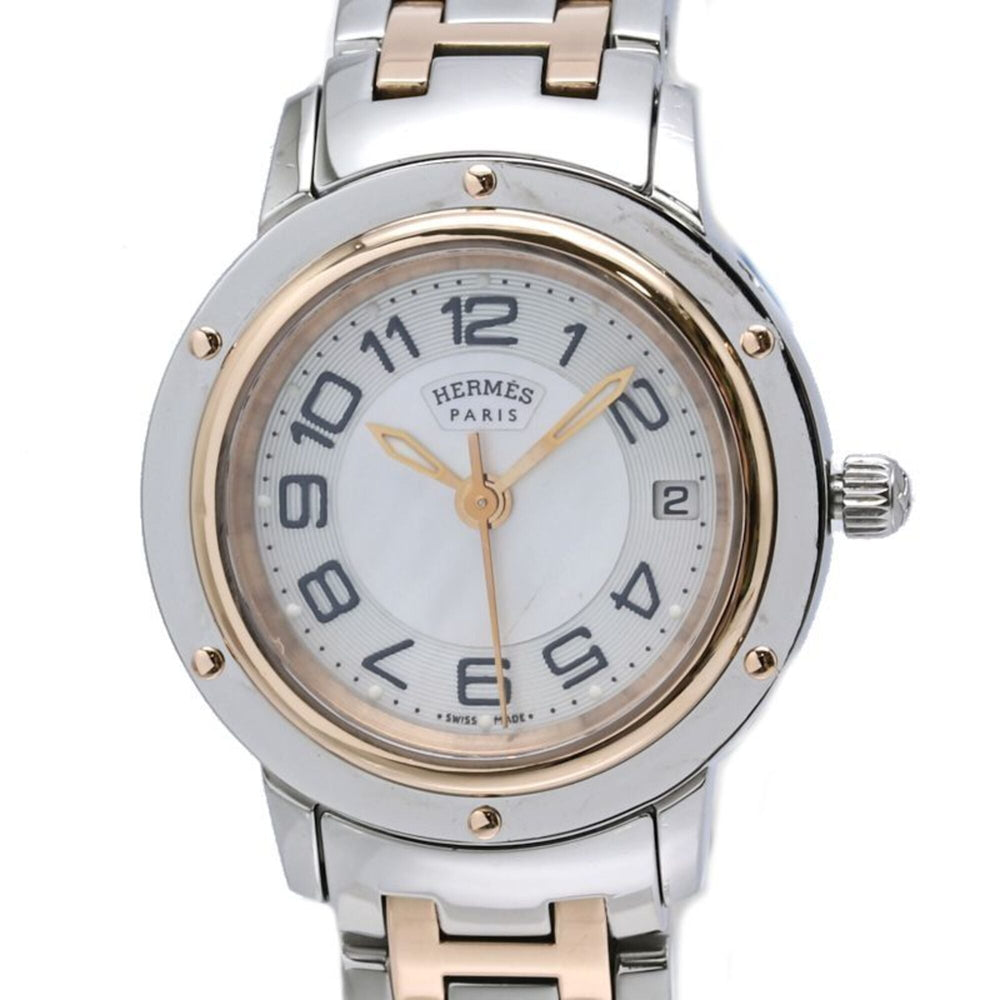 HERMES Clipper Classic Nacre CP1.221.212 4970 Women's Watch SSxPGP (Plated) 40520 — Good