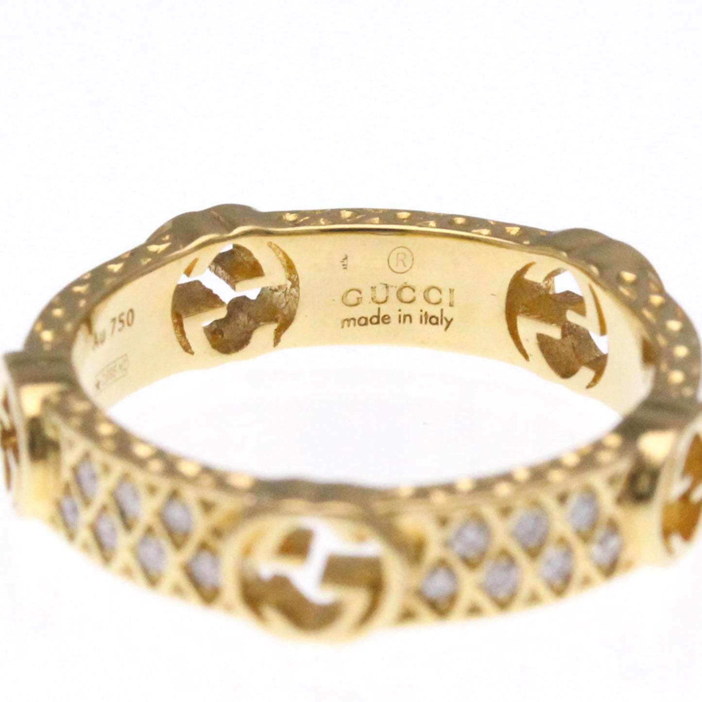 Gucci Interlocking G Diamond Ring Yellow Gold (18K) Fashion Diamond Band Ring Gold