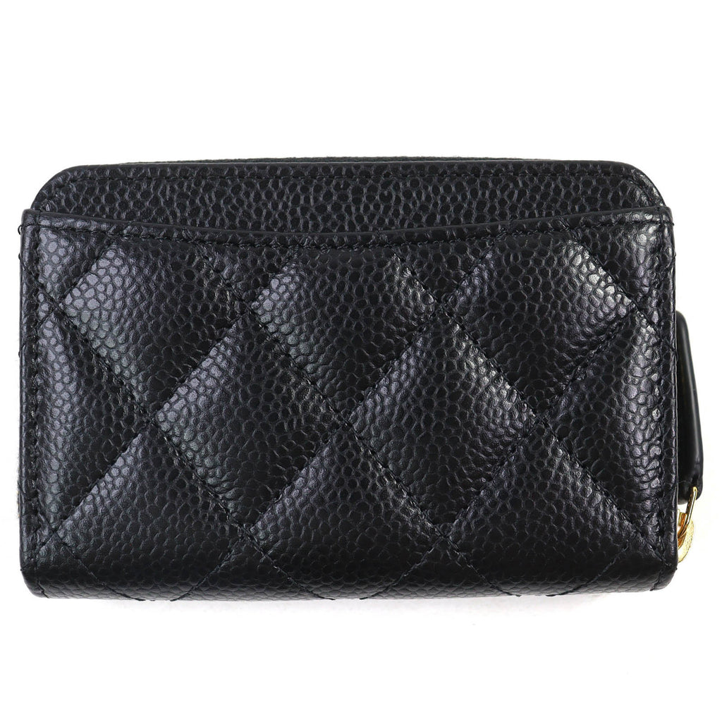 CHANEL Classic Coin Purse in Caviar Leather with Coco Mark and Random Serial Number. Zip-Up Wallet/Coin Case Black Gold Hardware. Includes Box Dust Bag. Made Italy.