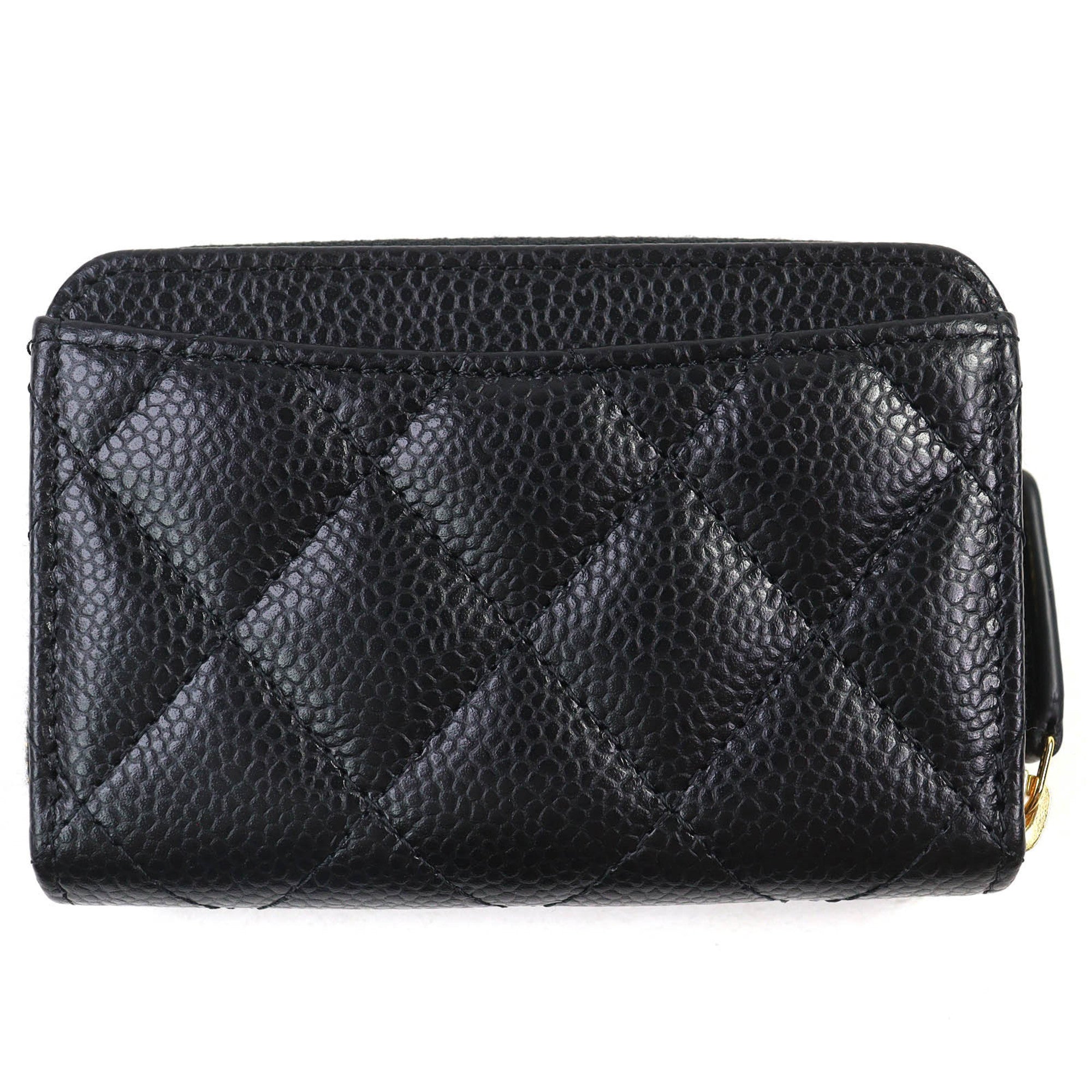 CHANEL Classic Coin Purse in Caviar Leather with Coco Mark and Random Serial Number. Zip-Up Wallet/Coin Case Black Gold Hardware. Includes Box Dust Bag. Made Italy.