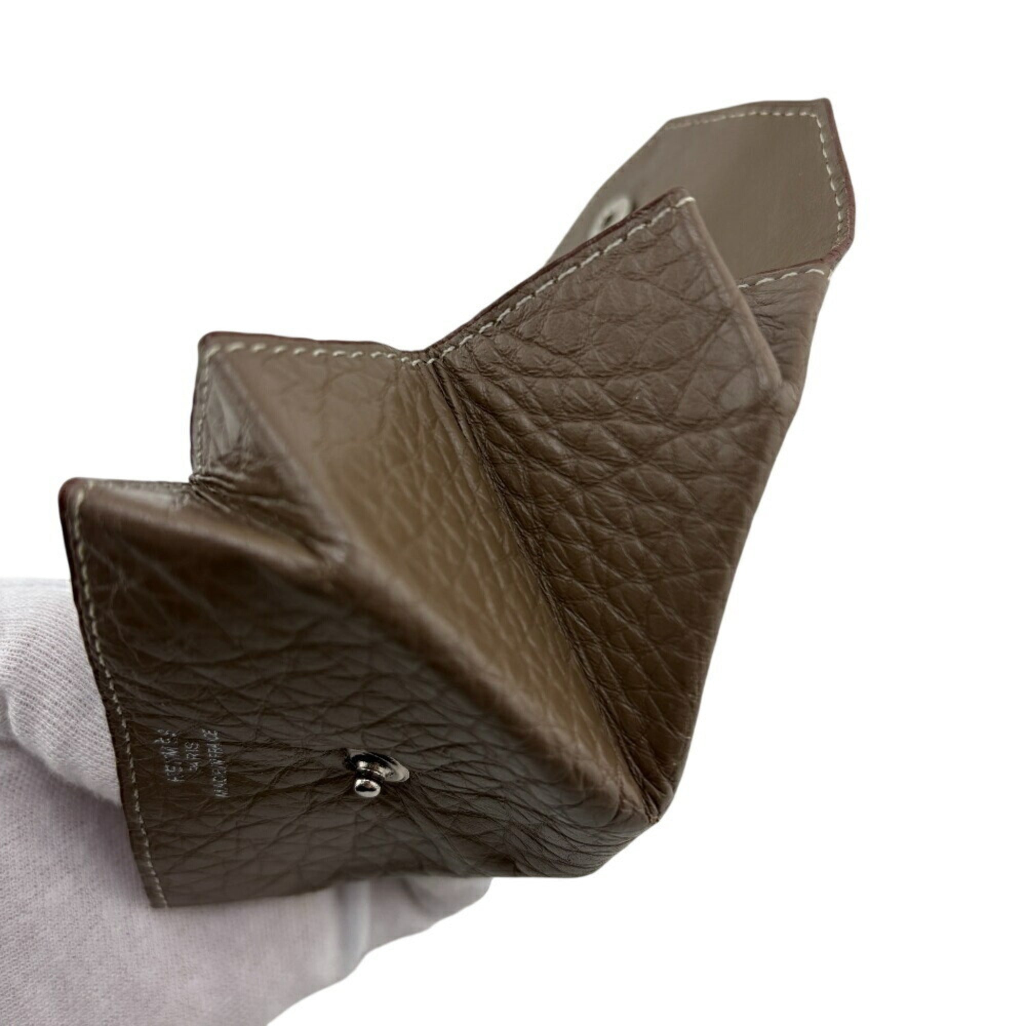 HERMES Levain Quatre coin purse, grey, unisex