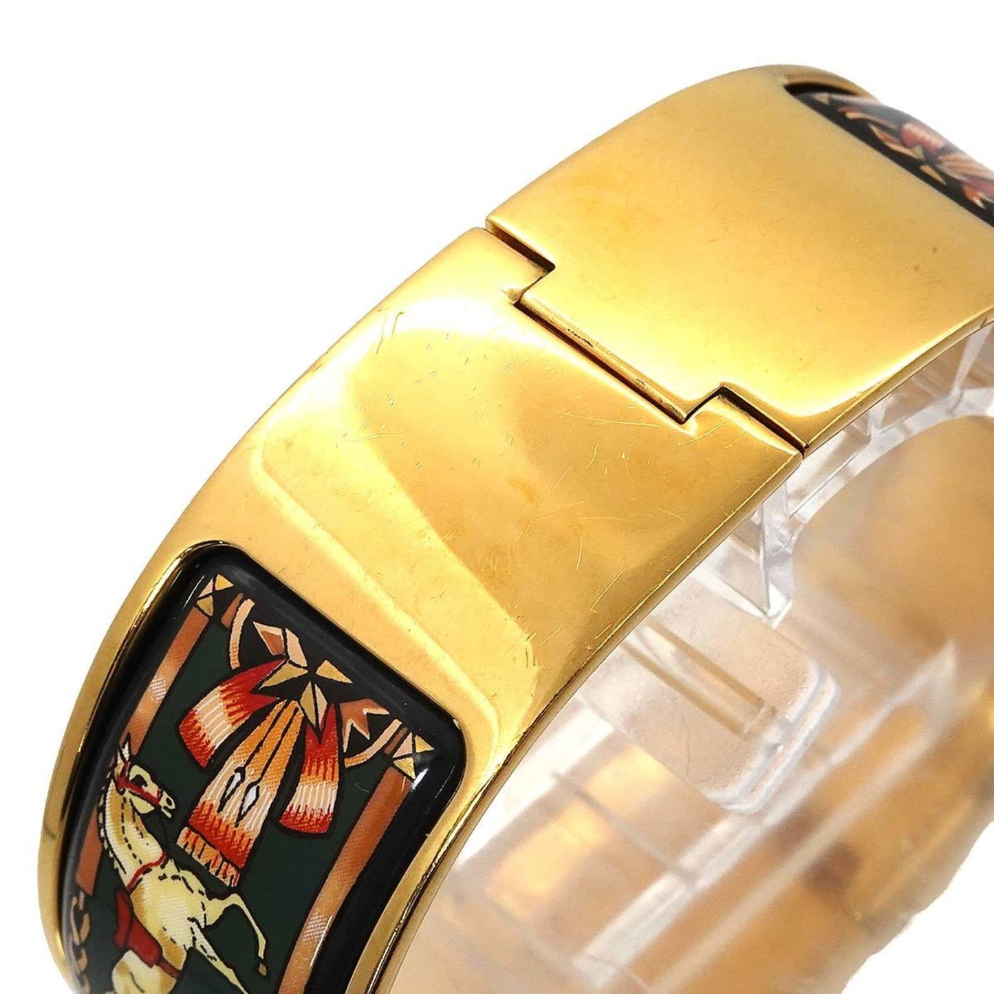 Hermès Loquet LO1 201 Bangle Watch for Women, Enamel Gold Quartz Movement