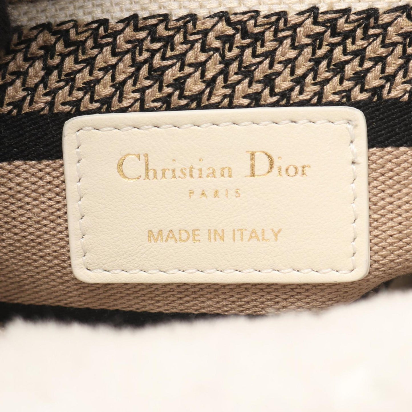 Christian Dior Dior LADY D-LITE Medium Handbag, Canvas and Shearling, Women's, White, Beige, Black