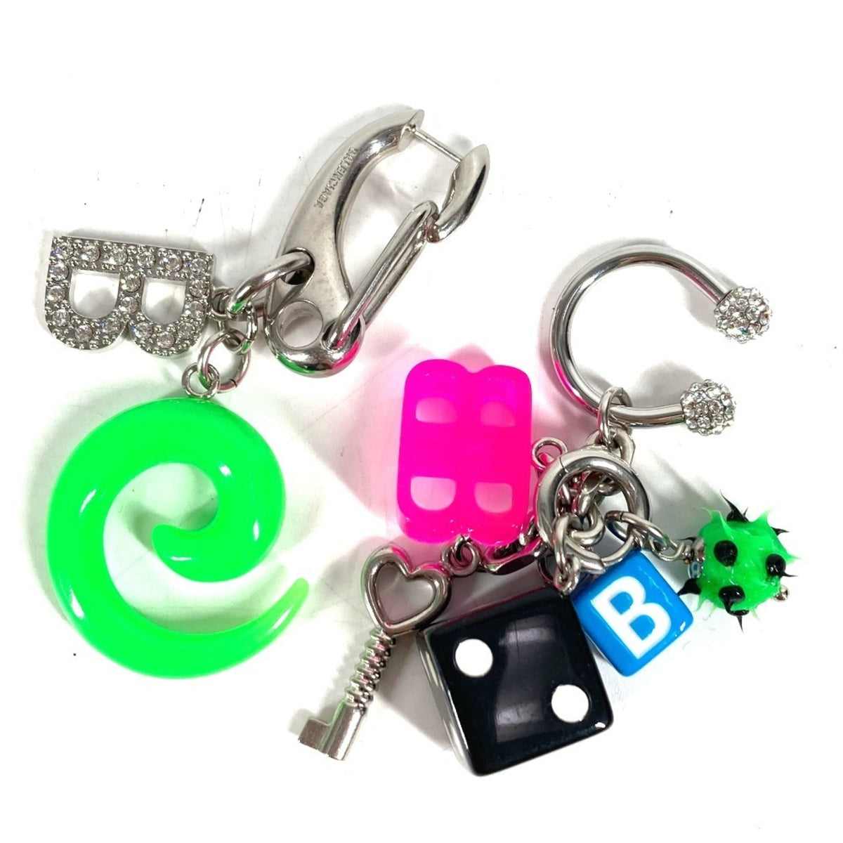 BALENCIAGA 806245 Dice BB Rhinestone Logo Pigalle Collector Accessories Earrings Plastic Metal Men's Women's Multicolor — Like New