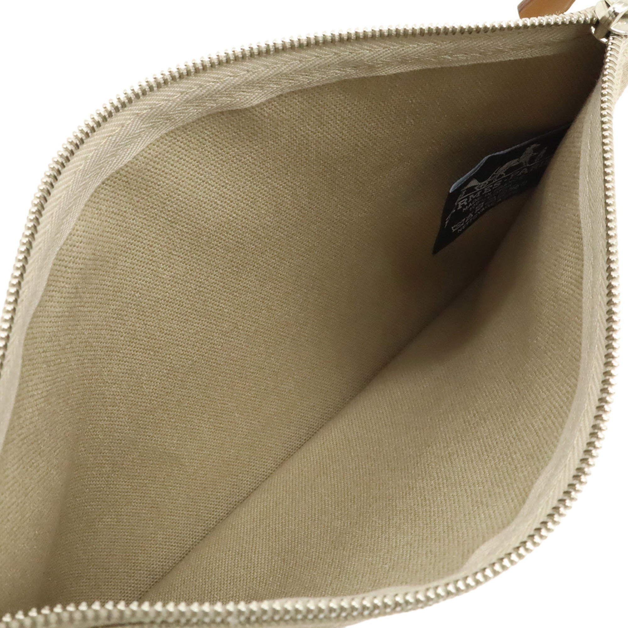 HERMES New Yachting PM Flat Pouch Handbag Canvas Leather Sand Beige — New - Store Return