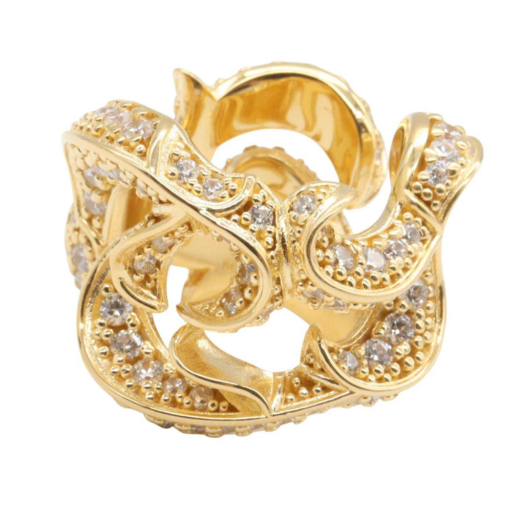 Bottega Veneta CZ Sterling Silver Ring - Women's Ring/Finger 925 Gold Tone — Like New