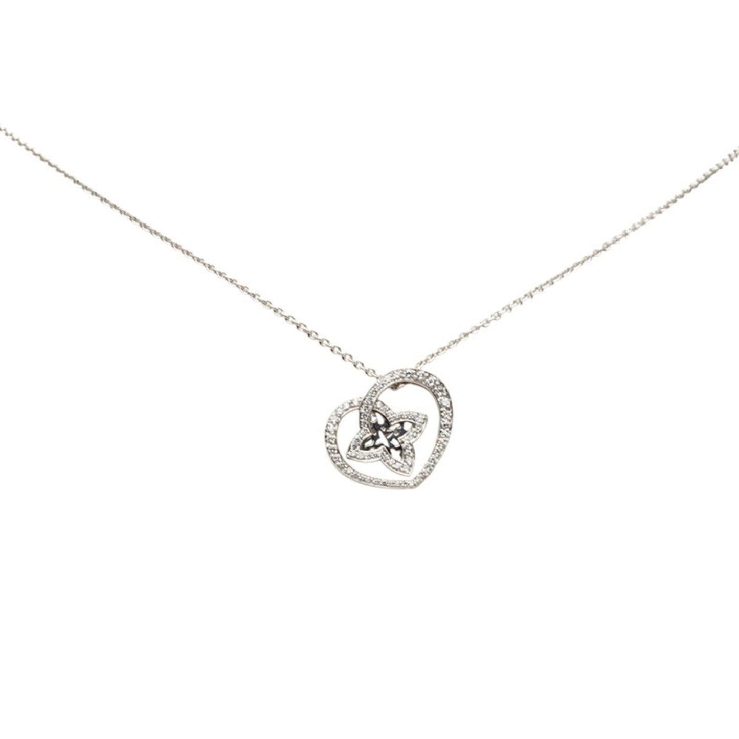 Louis Vuitton Pendant Necklace PM Diamond Q93214 Silver 18K White Gold Women's LOUIS VUITTON