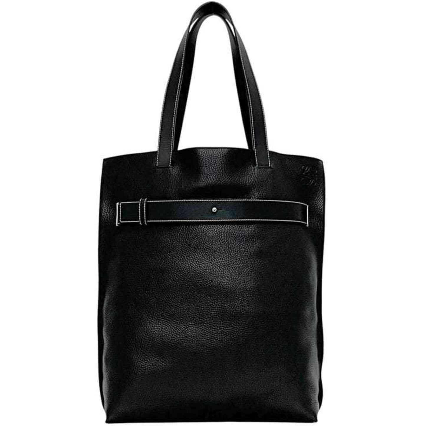 Loewe Tote Bag with Strap Vertical, f-24658, Black Anagram Leather, 061803, Grained A4 Size, Black, Men's/Women's