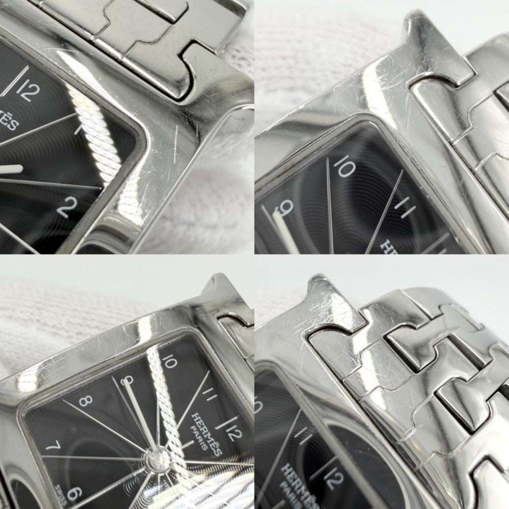 Hermes H-Watch Women's Quartz Watch, Black Dial, H WATCH, Battery Operated, Stainless Steel, Silver/Black, HERMES HH1.210 — Good