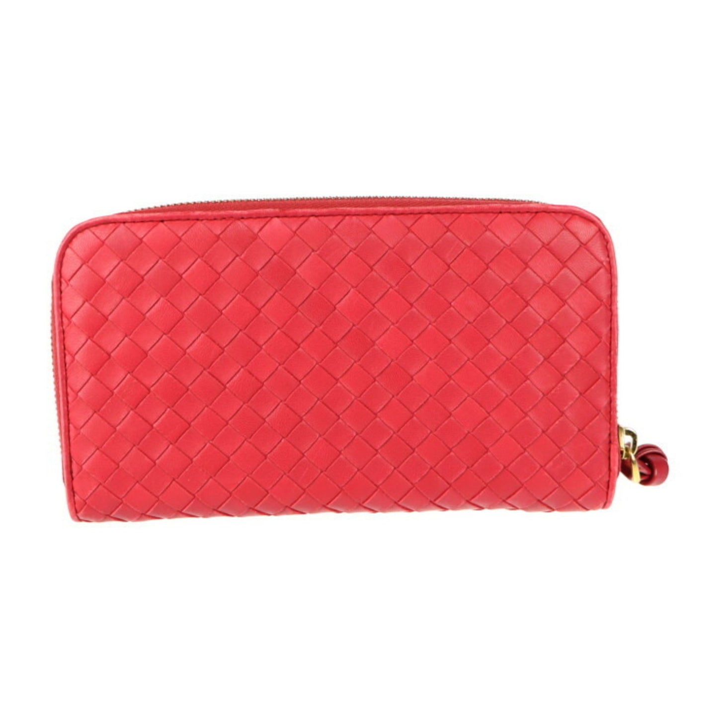 BOTTEGA VENETA Bottega Veneta intrecciato long wallet 114076 leather red series round zipper