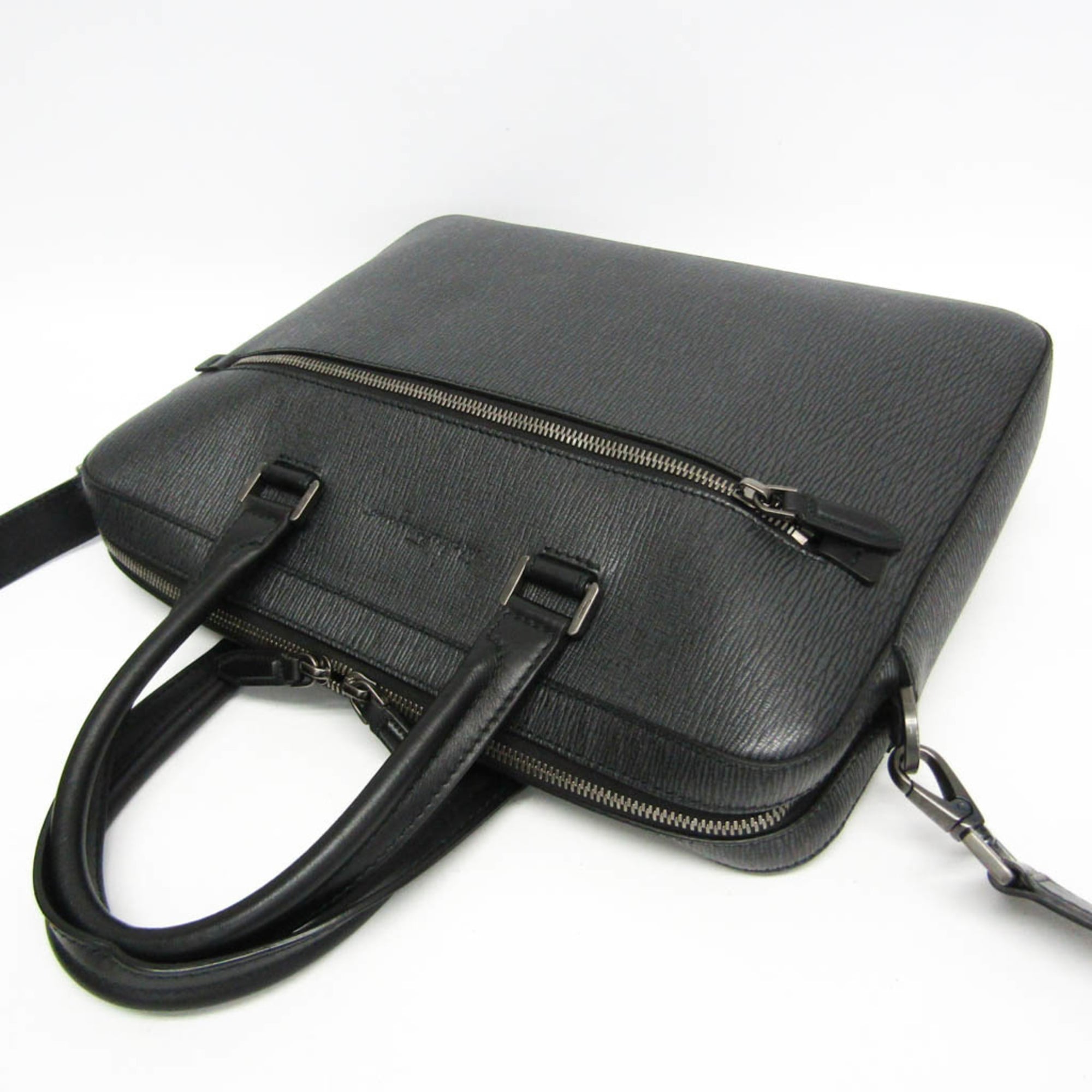 Salvatore Ferragamo FZ-24 0458 Men's Leather Briefcase,Handbag Black — Like New