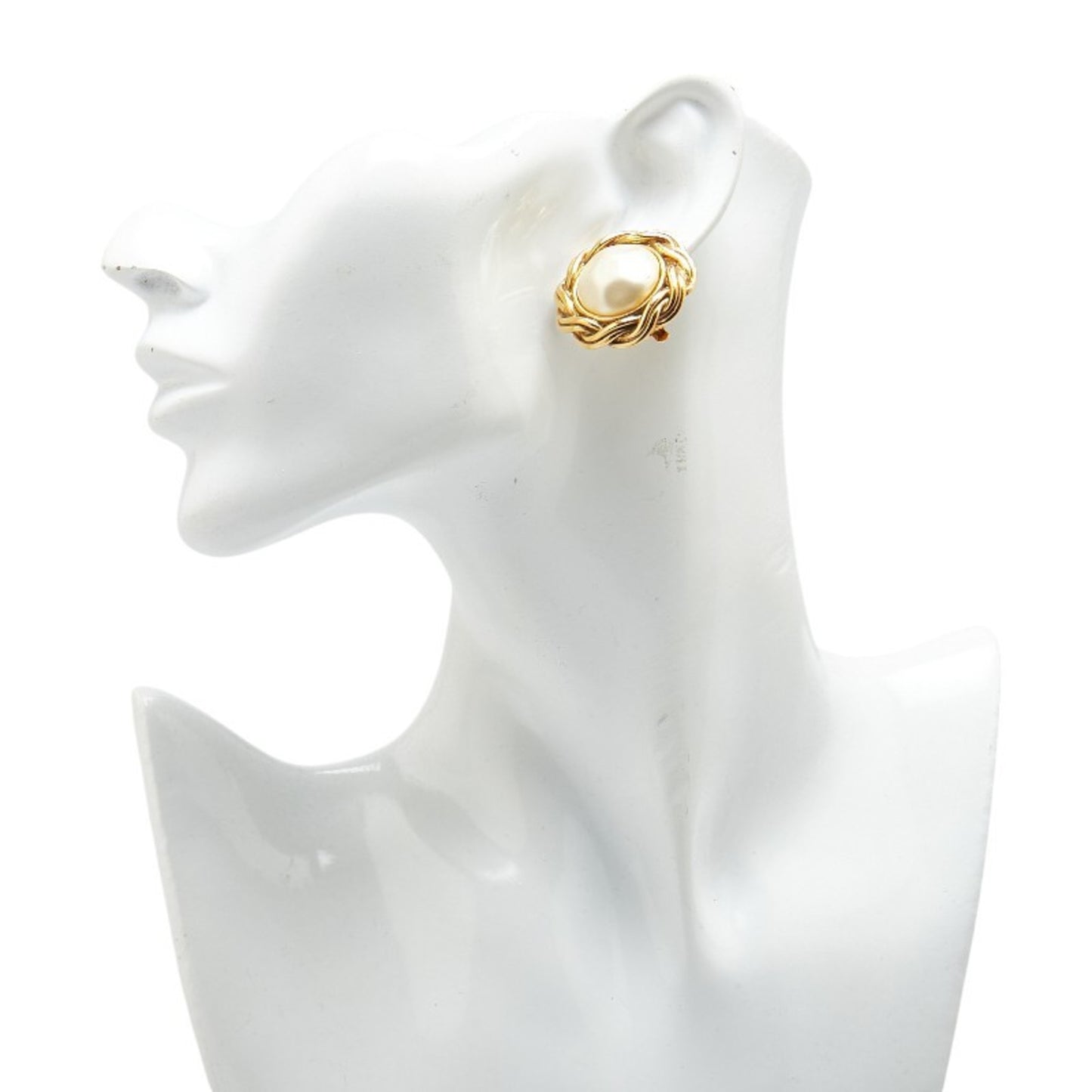 CHANEL Vintage Pearl Earrings, Gold Plated, Women's