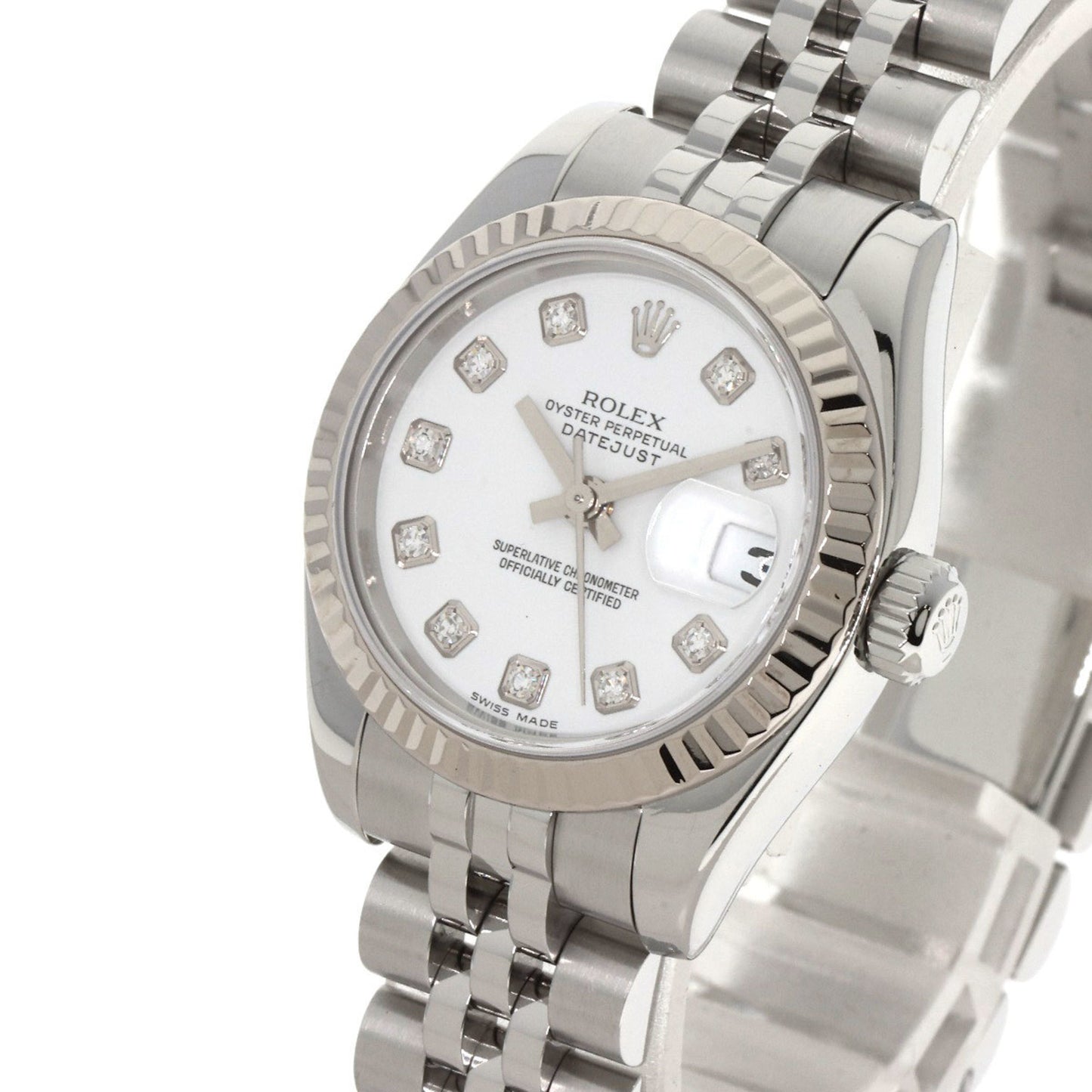 Rolex 179174G Datejust 10P Diamond Watch Stainless Steel SS K18WG Ladies ROLEX