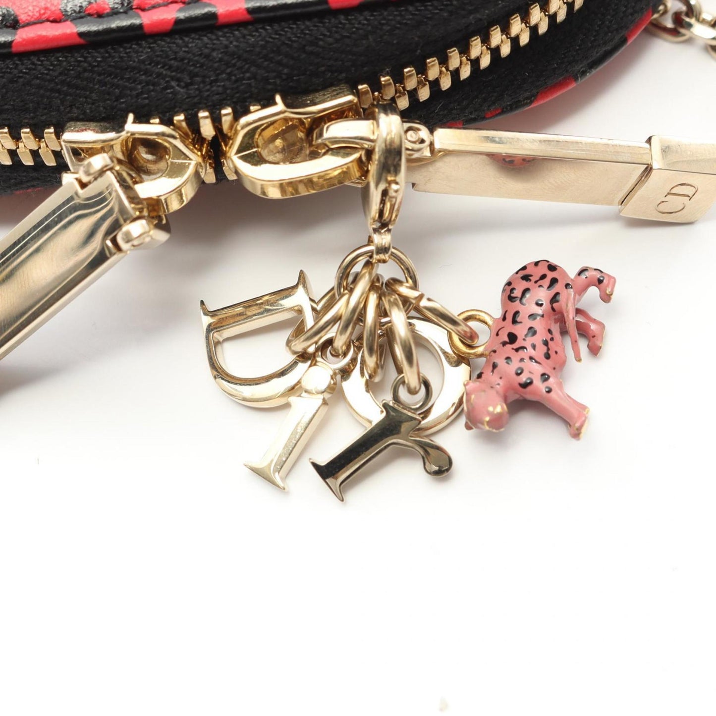 Christian Dior Dior Lady Phone Holder Handbag, Leather, Women's, Pink and Black