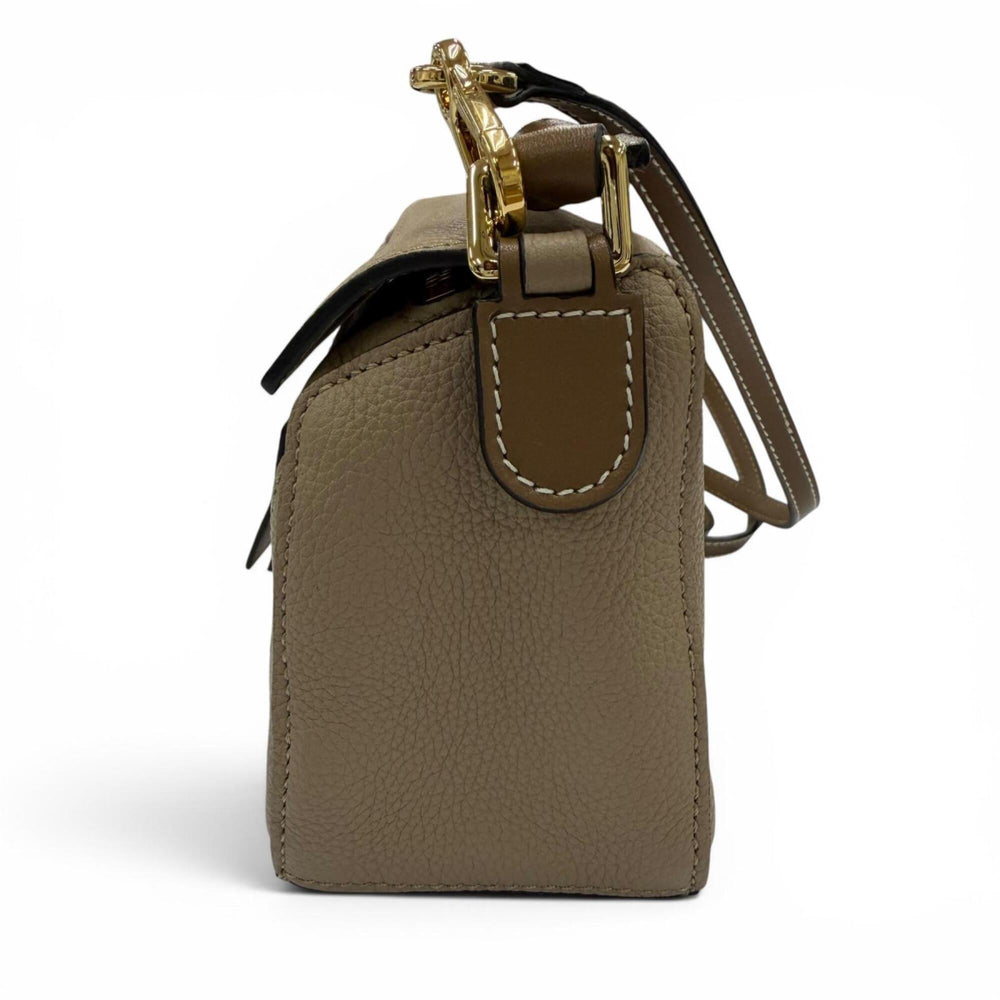 LOEWE A510U95X27 Puzzle Mini 2-Way Calf Leather Handbag/Shoulder Bag, Beige, Made in Spain, Women's, with Dust Bag — Like New