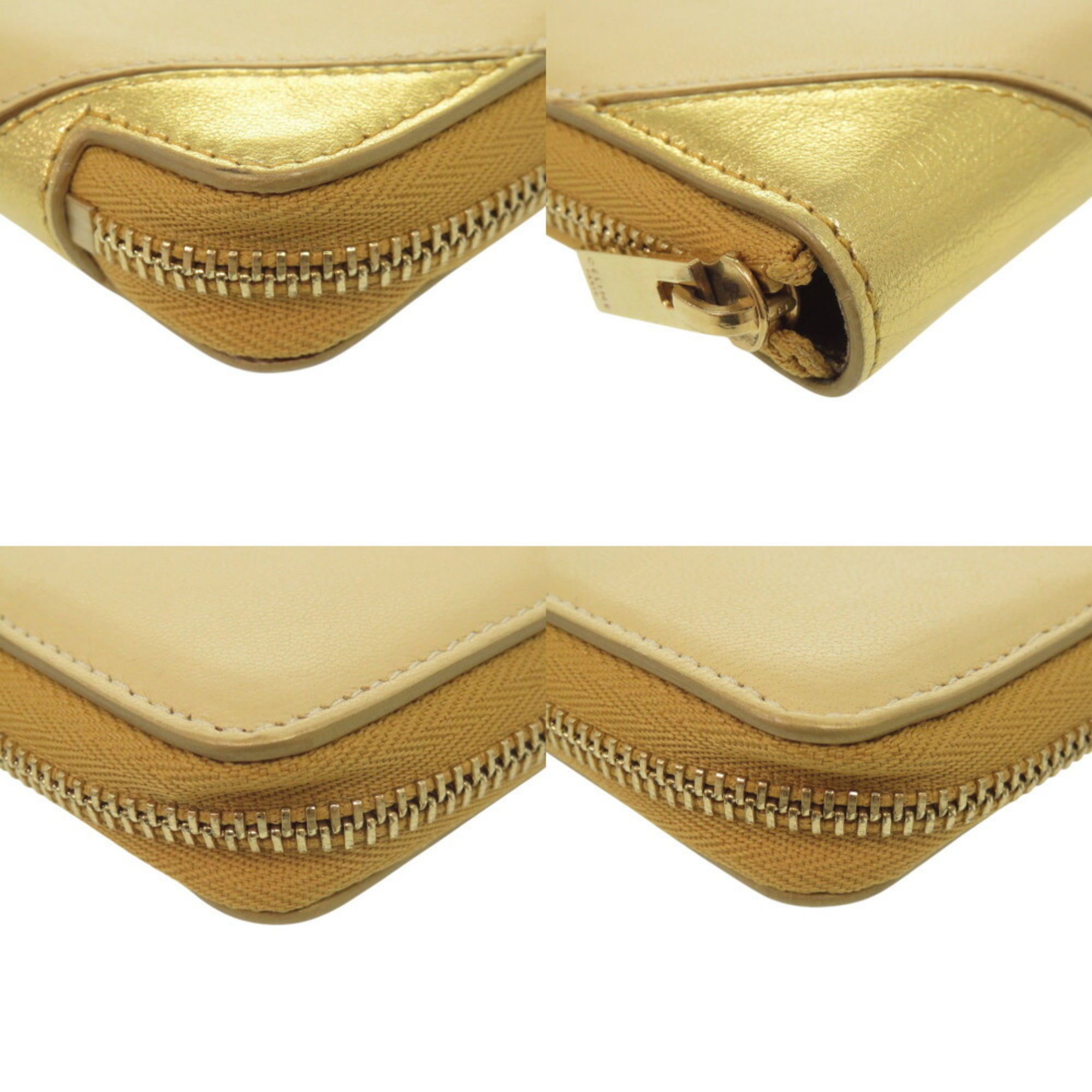 Celine Round S-TN-1113 Leather Gold/Yellow Bi-fold Wallet 0472CELINE