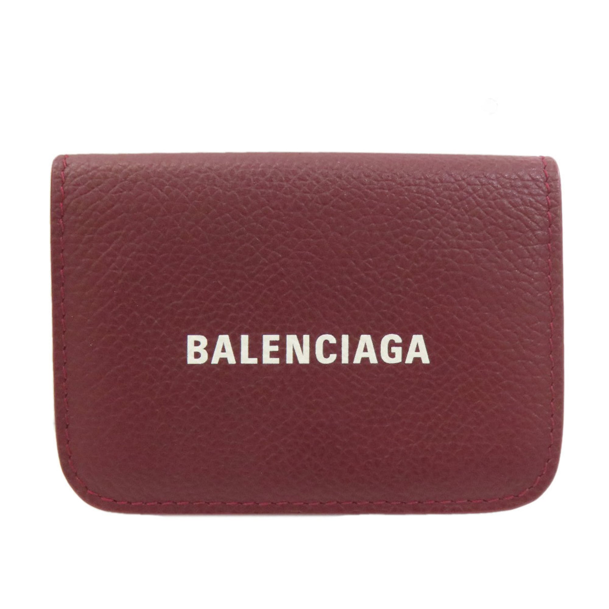 Balenciaga 593813 Mini Compact Wallet, Bi-fold Wallet (with Coin Purse), Calfskin Leather, Women's