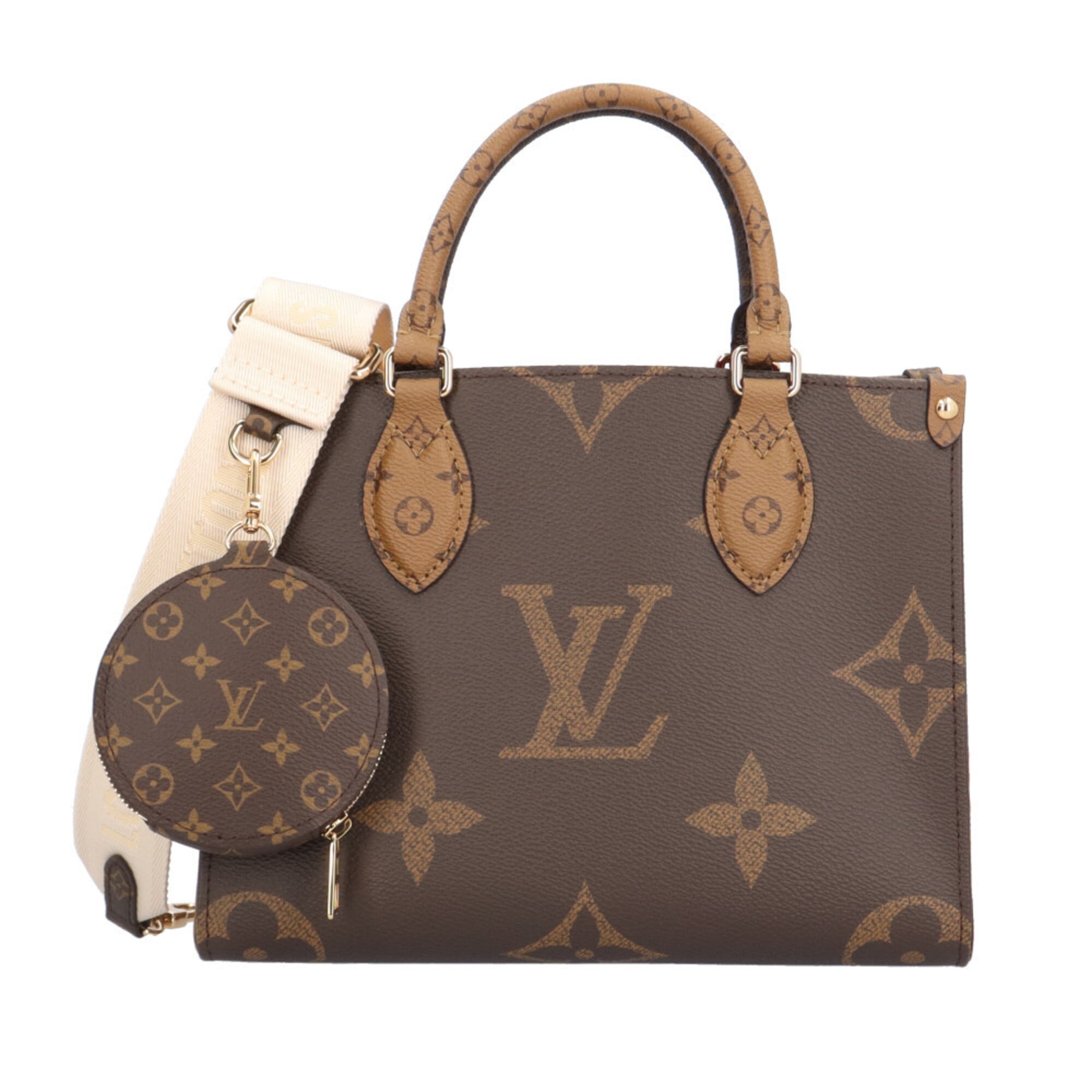 Louis Vuitton OnTheGo PM Monogram Giant Shoulder Bag, Canvas M46373 Brown, Women's, LOUIS VUITTON 2-way — Like New