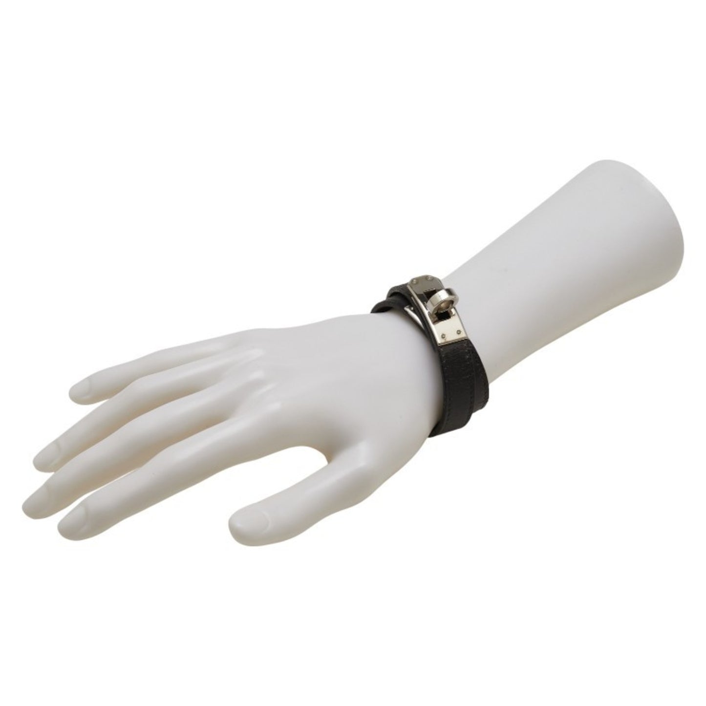 Hermes Hermès Kelly Double Tour Bracelet in Black and Silver Box Calf Leather for Women